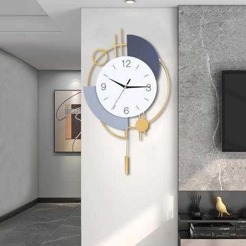 Wall Clocks for Living Room Decor Big Decorative Wall Clocks Battery Operated for Bedroom Kitchen Office Home Large Metal Wall Clock Silent Wall Clock Non Ticking,13 * 21.65 Inch