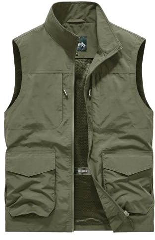 Btmpmcs Herren Outdoor Weste Leicht Atmungsaktiv Schnelltrocknende Anglerweste Freizeitweste mit Vielen Taschen Sommer Ärmellose Jacke Winddicht Sport Multifunktionsweste für Camping Fotografie
