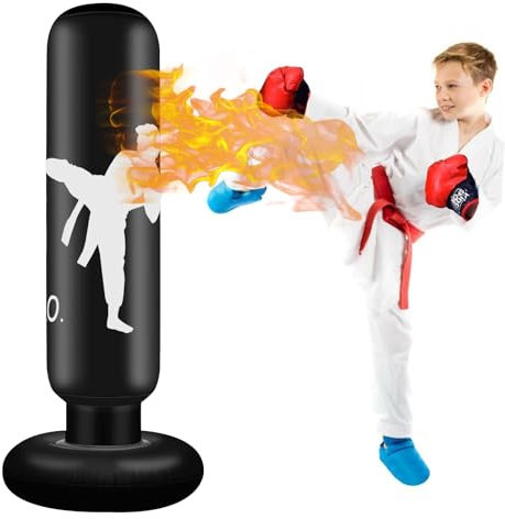 ZephyrCraft Aufblasbarer Boxsack für Kinder 160cm, Standboxsack zum Üben von Karate, Taekwondo, MMA, Kinderboxsack für Jungen und Mädchen ab 6 Jahren