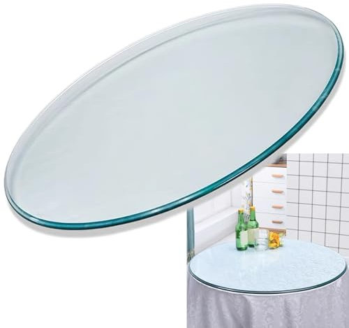 whalebee Runder Tisch Glasplatte Ø60 70 80 90 100cm Rund Gehärtetes Glass Scheibe Stärke 7mm Glasplatte Tisch Robust Und Robust Tisch Glasplatte Platte Für Esstische, Couchtische, Gartentische