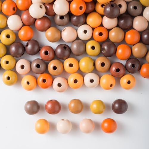 YIEUR 400 Stück Holzperlen bunte runde,12mm Lose bunte Holzkugeln mit Loch, 9 Farben Holz Perlen mix Bastelperlen mit 2,5mm loch für Armband Halskette Schmuck Handwerk (12mm)