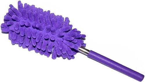 DEZYN - Feather Duster - Cobweb Feather Duster Extendable with Removable and Washable Microfibre Head - Long Handled Fluffy Microfibre Duster for Cleaning High Ceilings (Purple)