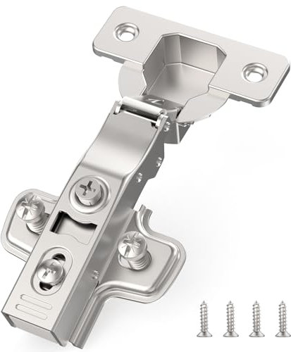 Furniware 2 Stück Eckanschlag Schrankscharniere, Öffnungswinkel 110° mit Hydraulisch Feder Perfekte Softclose Küchenschrank Scharniere, Topf-Bohrabstand 45mm, für Küchenschrank,Kleiderschrank