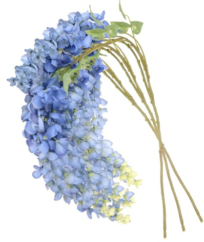 M METERXITY 3er-Pack Künstliche Ranken mit Blumen-Set, 97cm Seidenblumengirlande für Hintergrund, Efeu-Girlande für Hochzeit/Schlafzimmer/Fenster/Party/Wanddekoration Künstliche Blumen [Blau]