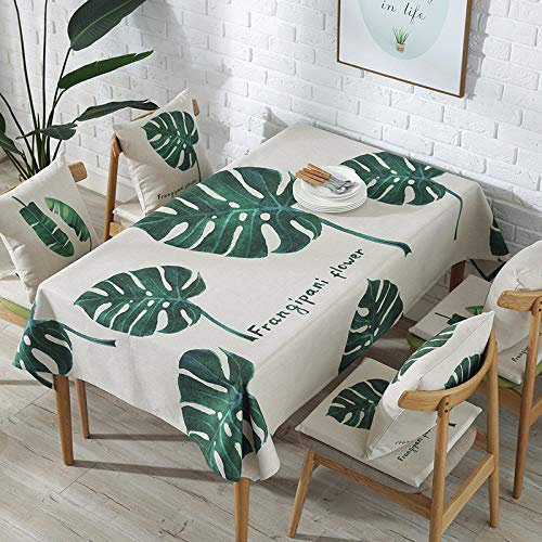 Tischdecke mit tropischem Monstera-Blatt, Palme, wasserdicht, Polyester-Baumwolle, quadratische Tischdecke für Küchenmöbel, 140 x 140 cm