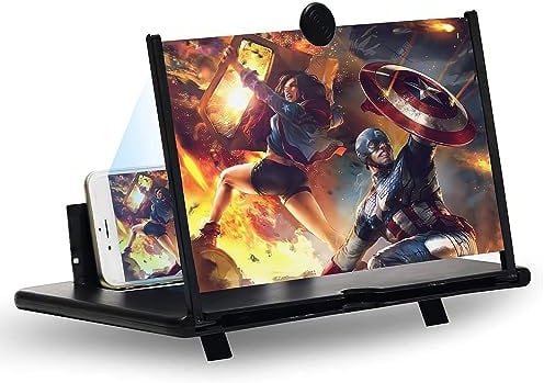 Ayeelamb Screen Magnifier Mobile Phone 14 Inch 3D Screen Magnifier for Smartphones for Watching Film Videos, for All Smartphones (Black)