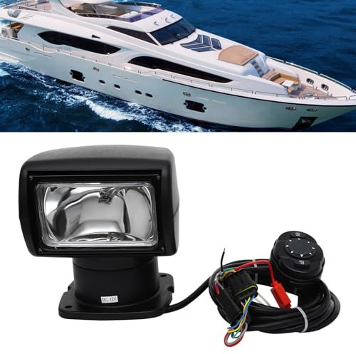 WindWilder LED Suchscheinwerfer mit Fernbedienung 100W Boot Suchscheinwerfer, Scheinwerfer Boot 3200K 2500 Lumen, Bestrahlungsabstand 800m, 360° Links/Rechts Rotation, 72° Auf/Ab Rotation (Schwarz)