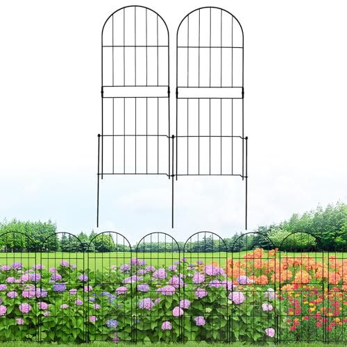 Dekorativer Gartenzaun aus Metall – 81,3 cm (H) x 3 m (L), 10 Stück, kein Graben, Tierbarrierenzaun, Zaunblocker für Hunde, gewölbte Zäune für Hof, Garten, Terrasse, Outdoor & Blumendekoration