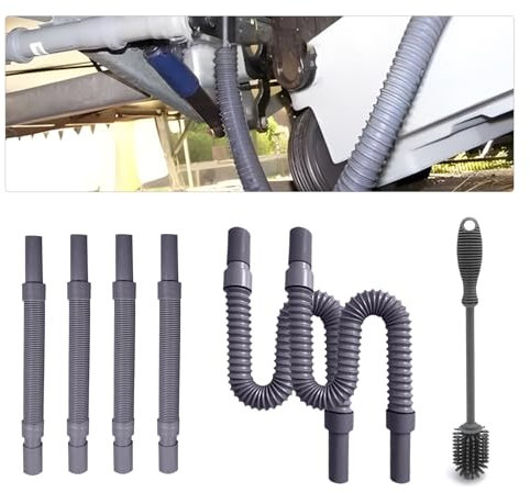 Abwasserschlauch Wohnmobil Set, Wasserschlauch Abwassertank für Van/Wohnmobil/Wohnwagen, 0.8 Meter Verlängerbares und Zusammenschiebbares mit Reinigungsbürst