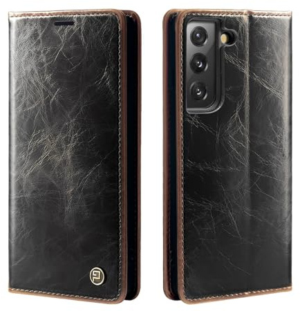 phase9 Handyhülle für Samsung Galaxy S22+ Klapphülle Magnetverschluss RFID-Schutz Kartenfächer Geldfach Standfunktion Vintage Schutzhülle Braun