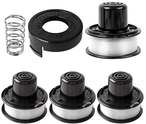 CHIHOLEN Bobine Fil Coupe Bordure Compatible avec A6226-XJ A6226 RS-136-BKP RS-136,Convient pour Black+Decker GL250,GL310,GL360,GL360SB,CST500,CST800,Ø1,65mm-6,1m(4 Bobine+1 Couvercle+1 Ressort)