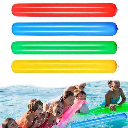 ASOFTY 4 Stück Schwimmnudel Poolnudel, 150cm Aufblasbare Poolnudel, Schwimmer Poolnudel, Schwimmnudel Float für Kinder und Erwachsene