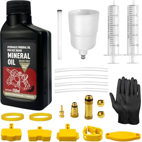 BIBOKLTIY Kit Purgado Frenos para Shimano, Kit Sangrado Frenos para Shimano Freno Hidráulicos, Incluye Adaptadores de latón y 150ml Aceite Mineral