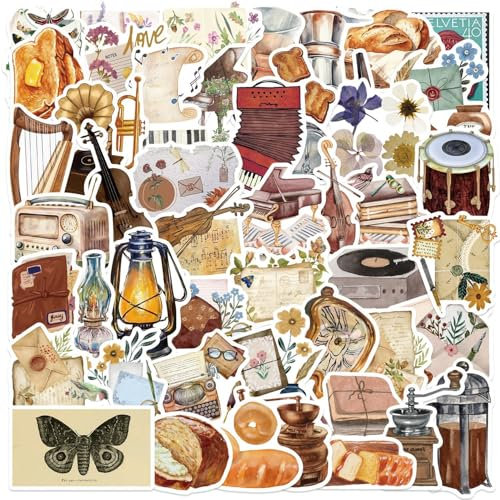 50 Stück Aufkleber wasserfeste Vintage Vinyl Stickers Sticker für Stamm Wasserflaschen Scrapbooking Laptops Handyhüllen Teenager-Mädchen Times Love