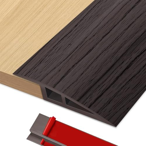 BOYIFEIJIE Übergangsleiste Höhenausgleich | 1M x 5cm PVC Übergangsprofil Selbstklebend | Türschwellen Leiste Höhenausgleich von 5–10mm | Übergangsleiste Boden für Laminat, Fliesen (Nussbaum)