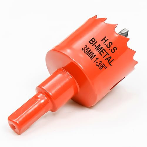 Hole Saw 35mm, Hole Saw with Drill Bit for Wood, Orange Bi-Metal Hole Cutter Smooth Cutting for Soft Metal, Drywall and Plastic
