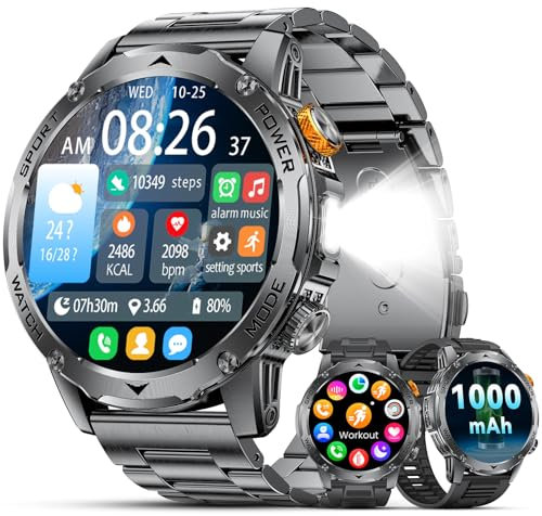 LIGE Orologio Smart Uomo con Batteria 1000mAh|1.75 AMOLED Pollici|Impermeabile IP68|Monitoraggio SpO2/Frequenza Cardiaca/Sonno|120+ Modalità Sportive|Chiamate e Notifiche|Compatibile con Android iOS