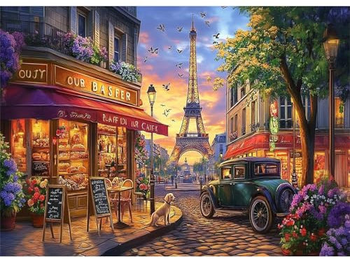 Yunlus Puzzles für Erwachsene 1000 Teile Unmöglich schwer schwierig herausfordernde Puzzles für Erwachsene 1000pc Puzzle Charming Paris Street Jigsaw Puzzle 1000 Teile 70 x 50 cm