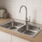 Melanstar Edelstahl Spülbecken Doppel Spüle, 80x50cm Küchenspüle Auflagespüle mit 2 Becken mit Siphon Set