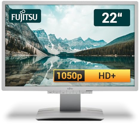 Fujitsu Display B22W-6 LED 22 Zoll Business Computer Monitor, Desktop Gaming Monitor, HD+ (VGA - DisplayPort - DVI - Lautsprecher - USB-HUB - VESA), PC Bildschirm, marmorgrau (Generalüberholt)