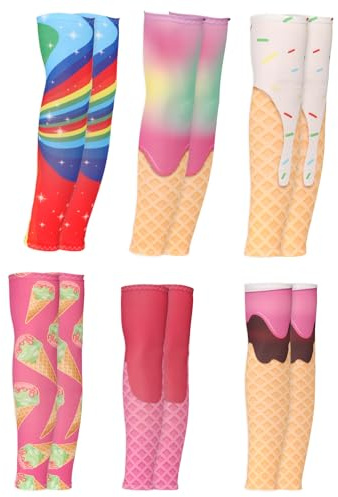 BOXOB 6 Paia Colorati Manicotti Braccia Gelato, Protezione Solare Raffreddamento Manicotti a Compressione per Uomini & Donne Accessori Sportivi per il Baseball Pallavolo Calcio