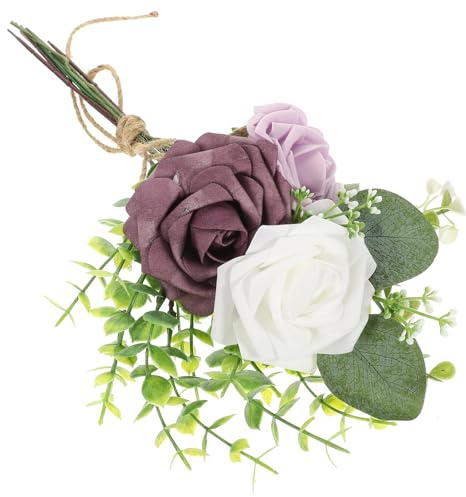 Cabilock Künstlicher Brautstrauß aus Zarten Kunstrosen in Hellviolett Realistische Hochzeitsdekoration für Braut und Tisch Vielseitiger Blumenstrauß für Heim und Event Deko