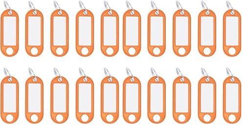 Wedo 262101806 Schlüsselanhänger Kunststoff (mit Ring, auswechselbare Etiketten) 10 Stück, orange, 17 x 10 x 1 cm (Packung mit 2)