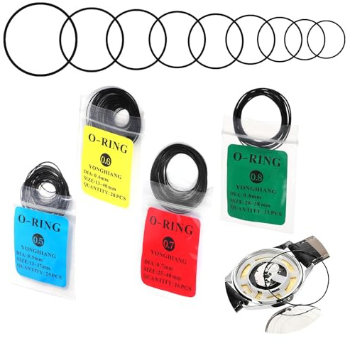 Nymora 80 Stück O-Ringe für Uhren – O-Ring Set für Uhrenreparatur, Wasserdichte Dichtungsringe 0.5/0.6/0.7/0.8 mm, Silikon-Gummi-Ersatzdichtungsring für Uhr Rückseite Abdeckung