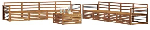 vidaXL Outdoor-Sofagarnitur 9 pcs Natur, Moderne Lounge für draußen, Bequeme Gartenmöbel, Akazienholz-Sofa, wetterfeste Terrassen-Sitzgruppe