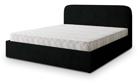 Masseno Polsterbett RENIVE K 120x200 cm, Doppelbett, Bettkasten, Stauraum, Lattenrost Und Kopfteil - Schwarz, Kronos 07