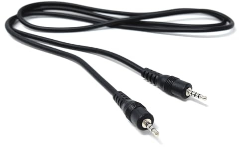 DRUT 2.5mm 4 Pole TRRS Jack to Jack AV Cable, Black, 1m | Audio Video Lead for Camcorder, Sat Nav, Portable DVD, Monitor, CCTV and Multimedia Devices