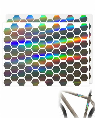 BTACGWP Set di Adesivi Riflettenti, Sticker Esagonali per Bici, Casco, Monopattino, Moto e Passeggino, Impermeabili e Autoadesivi (Riflesso Multicolore)