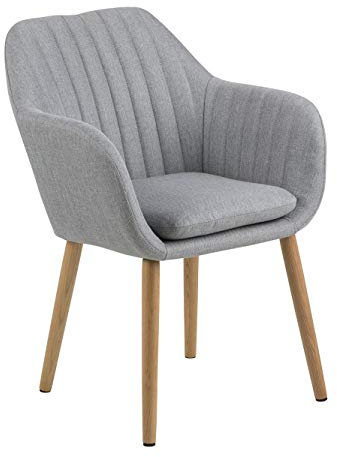 AC Design Furniture Wendy Esszimmerstuhl, B: 57 x H: 83 x T: 61 cm, Hellgrau/Eiche, Stoff/Eiche, 1 Stk.