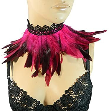 Feder Halsband Kragen pink Choker Kropfband Kette Vogel Kostüm Flamingo Karneval