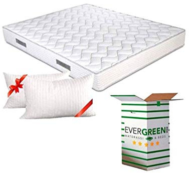 EVERGREENWEB - Orthopädische Waterfoam Matratze 140x200 Hoch 20 cm + 2 VISCOSCHAUM Kissen KOSTENLOS aus Memory Foam Flocken, Atmungsaktiv, Hypoallergen, Ergonomisch, 100% Made in Italy | Fashion