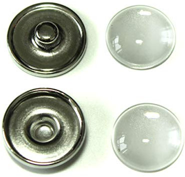 All in One Tablett mit Druckknöpfen und Cabochon-Knöpfen 18mm with Glass Cabochons - 20 Sets