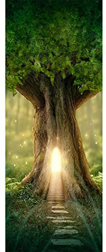 Türtapete selbstklebend TürPoster 3D Bewirken Fototapete Türfolie Poster Tapete Abnehmbar Wandtapete für Wohnzimmer Küche Schlafzimmer 77X200cm (Stufenleiter Baum)