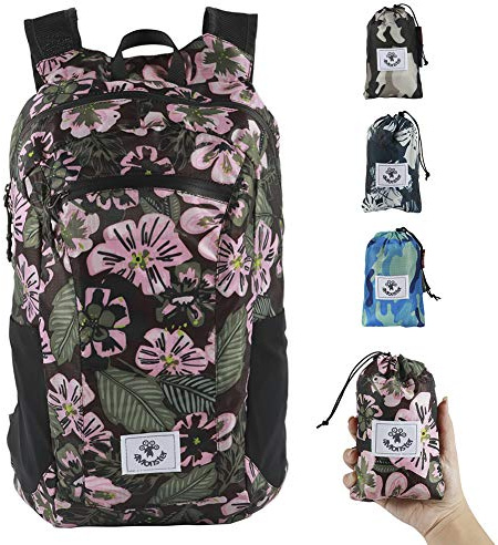 4Monster Wanderrucksack, wasserabweisend, leicht, verstaubar, für Reisen, Camping, Outdoor, Blumenrosa, 16 l