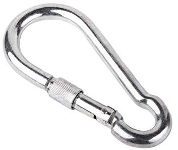 (4 Stück) Karabiner aus verzinktem Stahl 10 x 100 mm DIN 5299D Federschnappschlüssel Kettenclip Haken Schraubverschluss mit Schraubverschluss (4)