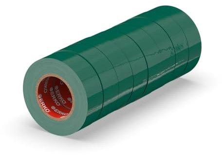 ERKO Isolierband Grün 19mm x 20m PVC Set 8 Stück Elektrische Leitungen Reparatur, Hochflexibel mit starker Klebekraft, Chemiebeständig, Wasserfest, Klebeband