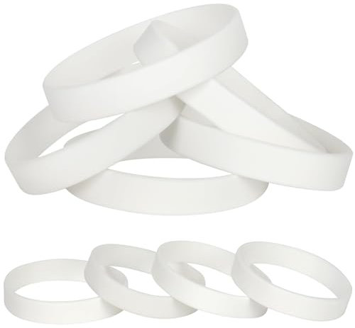 LVNRIDS 25 Stück Silikon elastische Armbänder, anpassbare Gummiarmbänder Armbänder für Jungen Mädchen Damen Herren Weiß