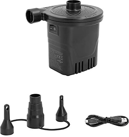 Milestone Camping 83159 Rechargeable Electric Air Pump/USB Charger Powered / 3 Nozzle Sizes/Portable Lightweight Design/Inflation & Deflation Port/For Inflatables, Camping, Festivals & More