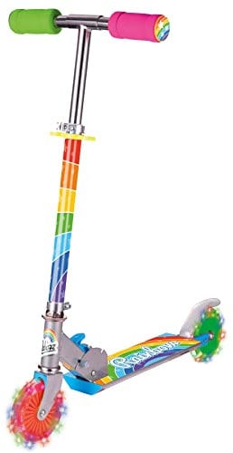Ozbozz Rainbow Foldalbe Scooter – Leuchtende Räder – ab 5 Jahren, Regenbogen