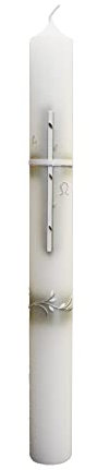 Wiedemann Kommunionkerze Kreuz mit Blätter 400/40mm (Silber)