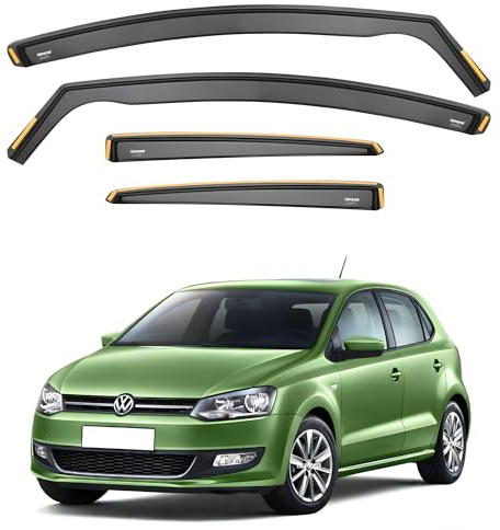 iSpeed Wind Deflectors For VW Polo mk5 2009-2016 5 Door Hatchback 4pc - Keep Your Car Ventilated in Rain - Reduce Wind Turbulence - Tinted In-Channel