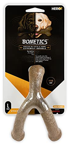 Hero | Bonetics Wishbone | Dog Bones | Puppy Bones | Dog Bones for Large Dogs, Up to 65 lbs (Wood Scent)