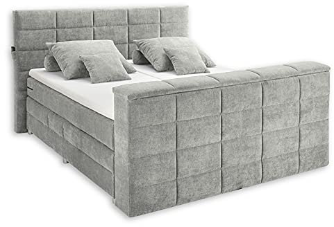 Stella Trading DENVER 6 Boxspringbett 180x200 mit Bettkasten, Schlamm - Bequemes Doppelbett mit 7-Zonen Federkern Matratze und Topper - 202 x 123 x 240 cm (B/H/T)