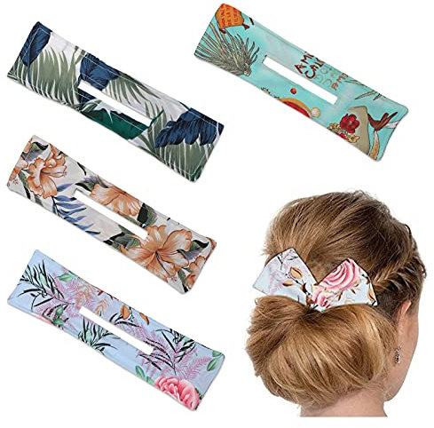 4 Stück Hair Bun Maker, Donut Brötchen Haar Twist Wiederverwendbar Donut Haarknoten Clips Twist Frisur Haarknoten Werkzeug Haarband Frisierhilfe Haarschmuck für Dicke oder Lange Haare