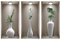 TOARTI 3 Stück 3D Wandaufkleber Vase,Vasen Wandtattoo für Wohnzimmer,Grüne Pflanzen Wandsticker,Vinyl Abnehmbare Weiße Flasche und Grünes Blatt Wandbilder für Schlafzimmer Büro Küche Wanddeko,20×40CM