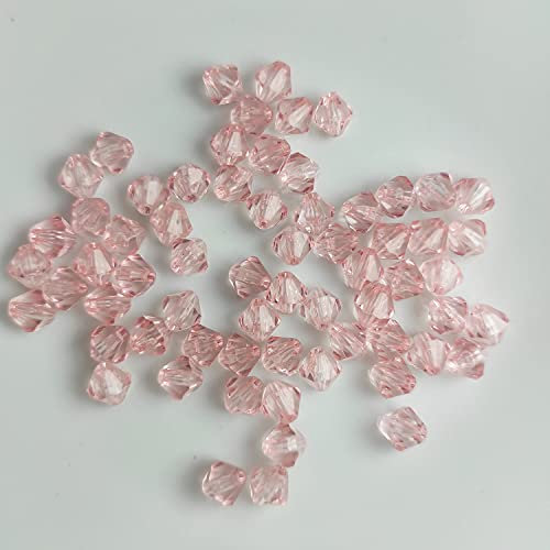Doppelkegel/Bicone 6 mm 80 Stück - Perlen Kristall Lose Perlen mit Loch 100er Set DIY Basteln mit Loch tschechische Facettiert Beads Schmuck Acryl auffädeln Nieten Steine - Rosegold, Hellrosegold